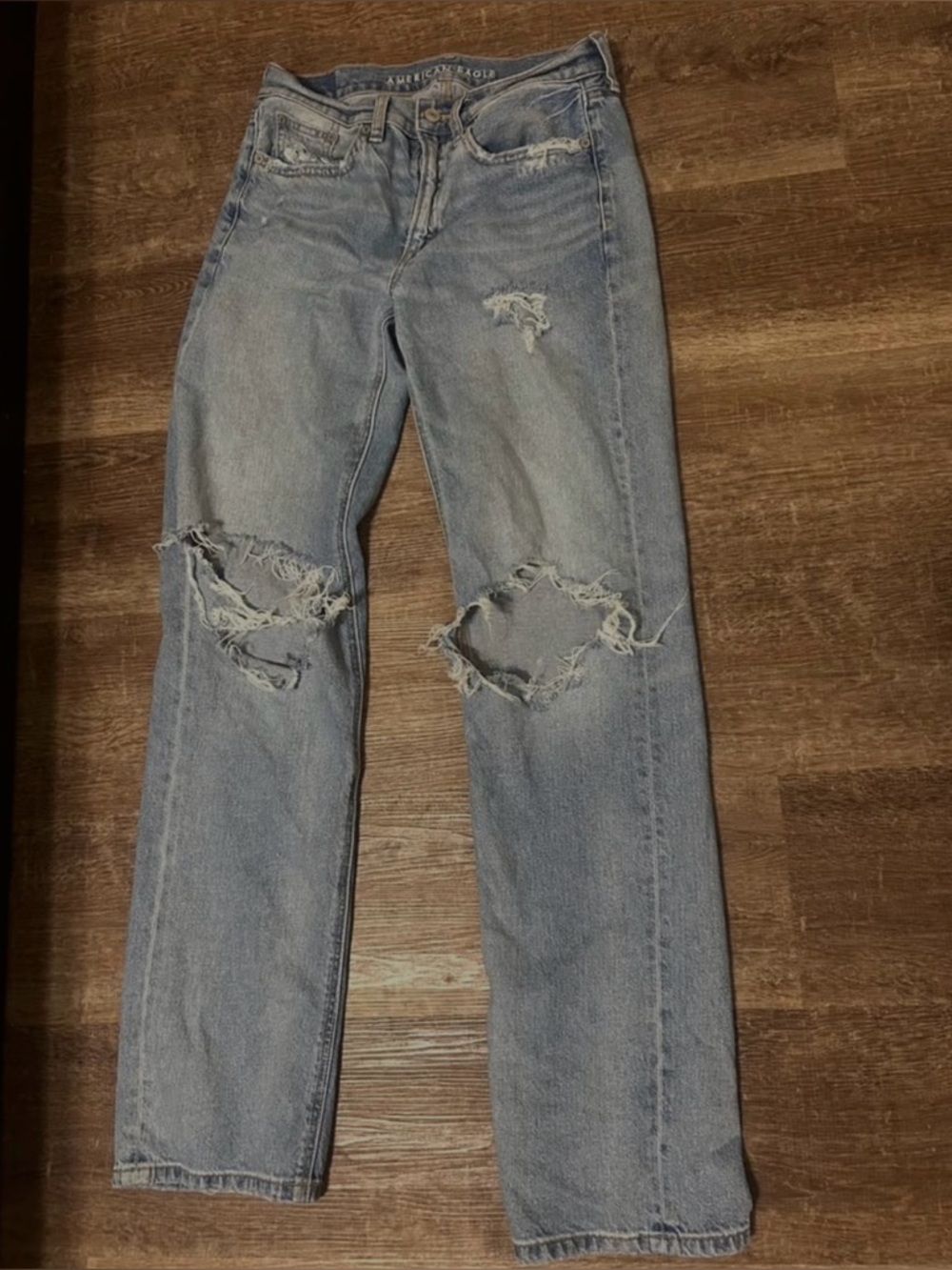 American Eagle Mom Distressed Straight Jeans - Women's